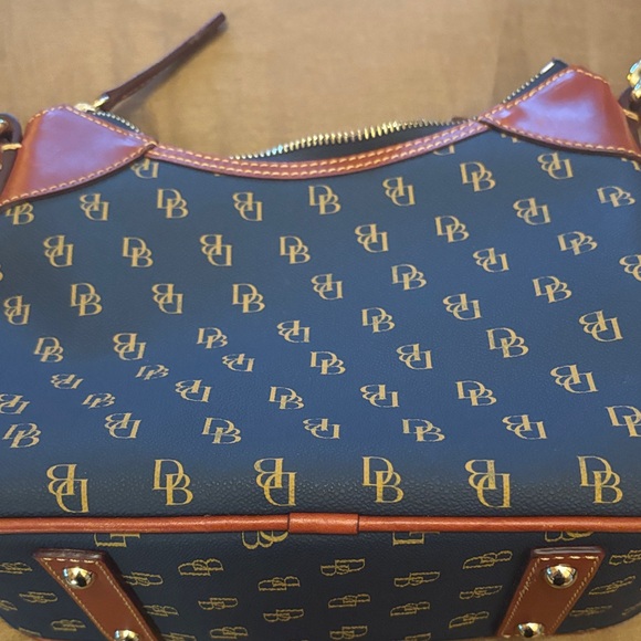 Dooney & Bourke Blue and Brown Monogram Shoulder Bag - Picture 7 of 11